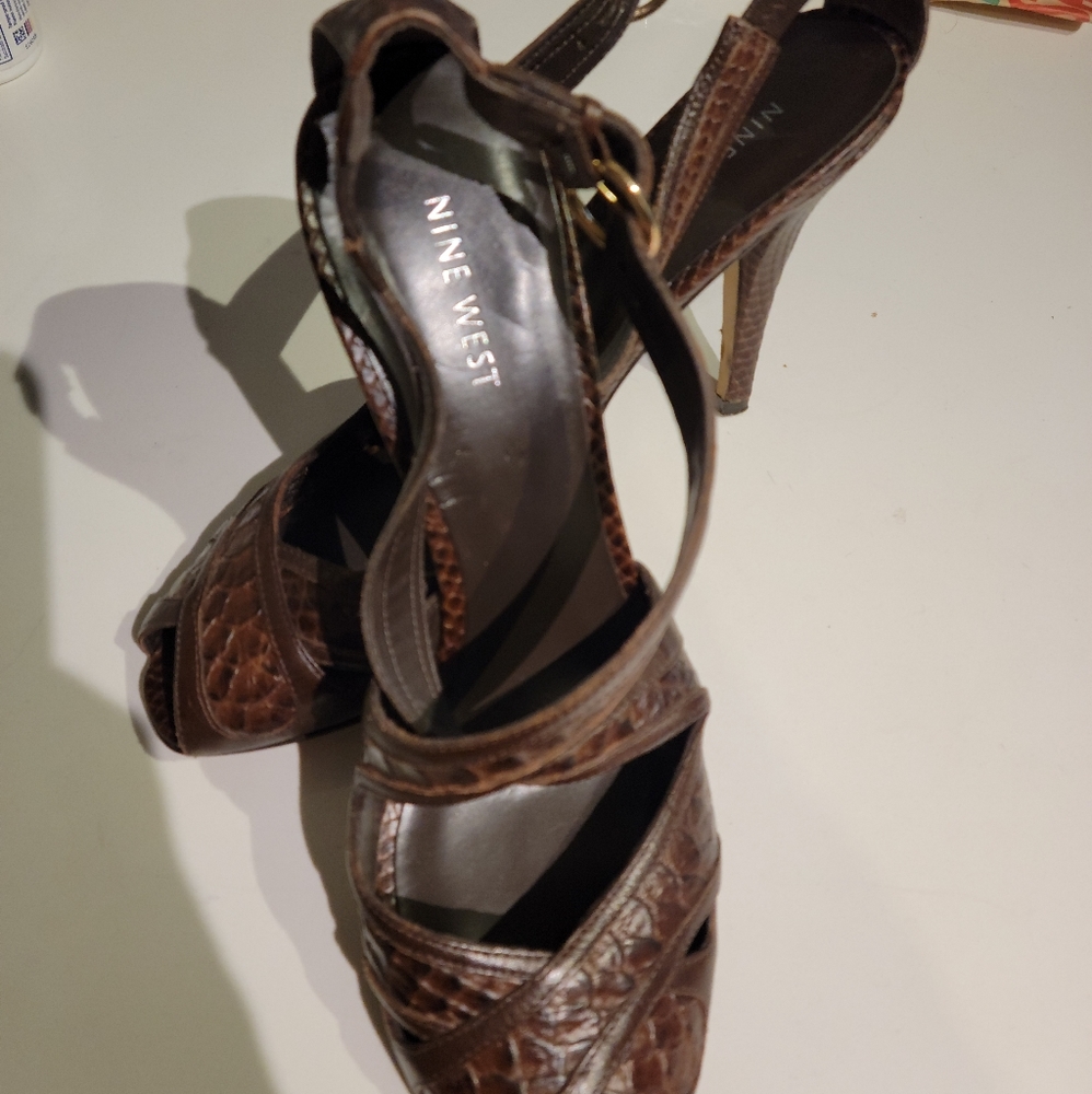 Nine West alligator leather heels